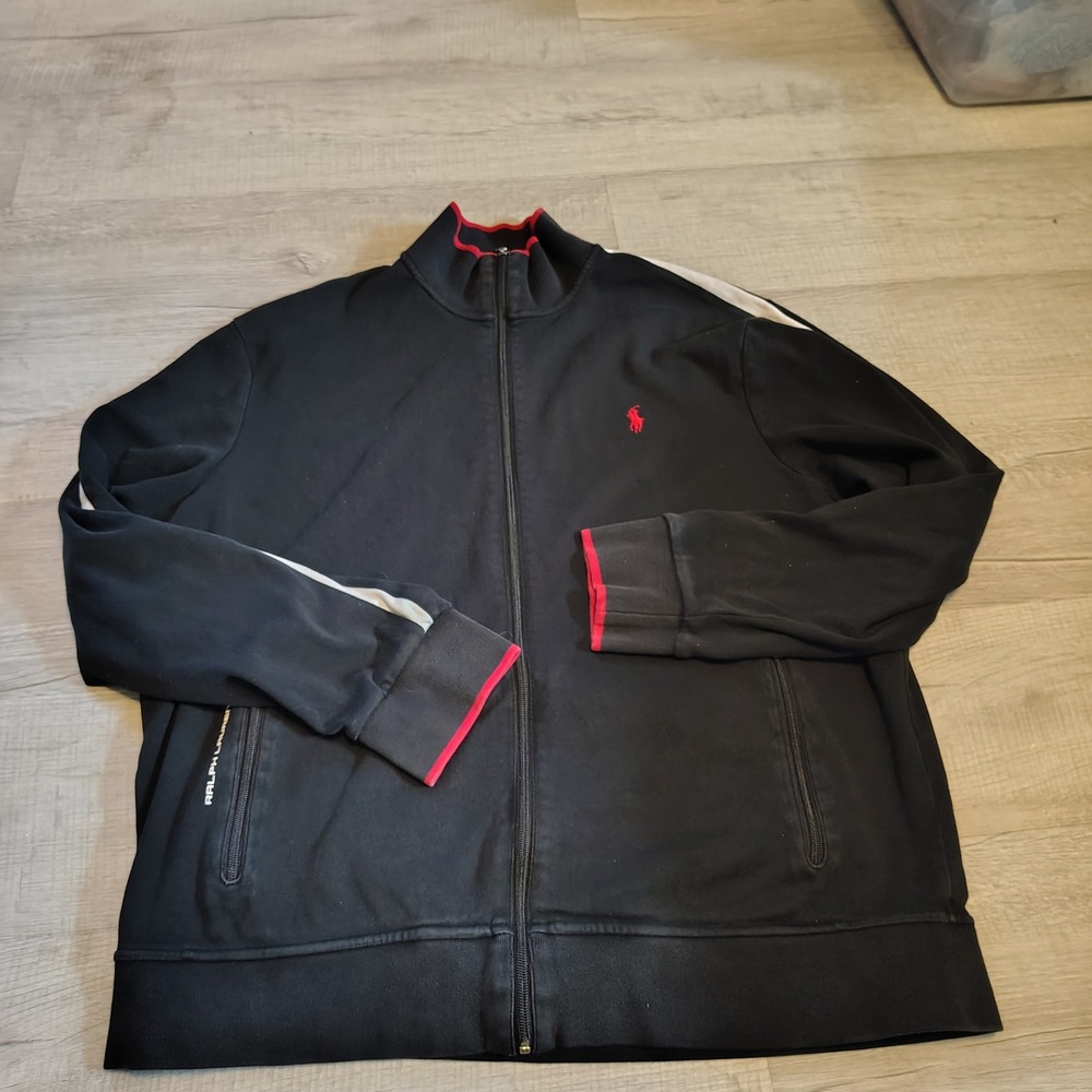 Polo Ralph Lauren Performance Mens XXL Black Red Track Jacket Full Zip Pony Logo - Picture 9 of 9